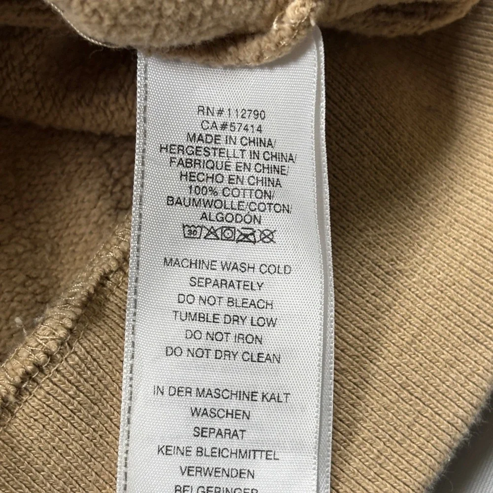 True Religion Varsity Hoodie Mens XL Tan Snap Front Chenille Logo Jacket Hoodie